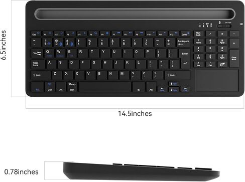 Multi-Device Wireless Keyboard with Silicone Stand & Touchpad Black in Saudi Arabia