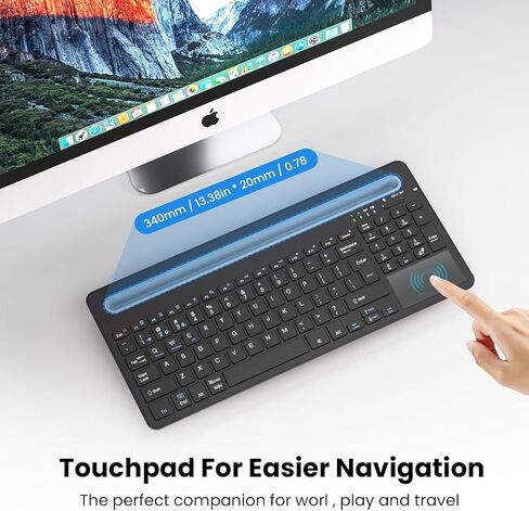 Multi-Device Wireless Keyboard with Silicone Stand & Touchpad Black in Saudi Arabia