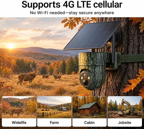 SEHMUA 4G LTE Cellular Trail Camera, 360° View 2K Live Feed Solar Game Cam in Kuwait