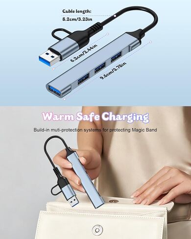 4-in-1 Charging Hub for MagicBand+ Plus Magic Band, USB and USB-C to MultiCharger Charging Station for MagicBand, Disneyland Accessories for Family Theme Park Trip Essentials (1-Pack) in Saudi Arabia