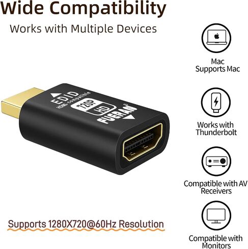 محول محاكي HDMI edid، محاكي 1280X720@60 هرتز، تمرير موثوق به لمقسمات الفيديو، والموسعات، وأجهزة استقبال AV - التوصيل والتشغيل، 720@60 هرتز (عبوة واحدة) in Kuwait