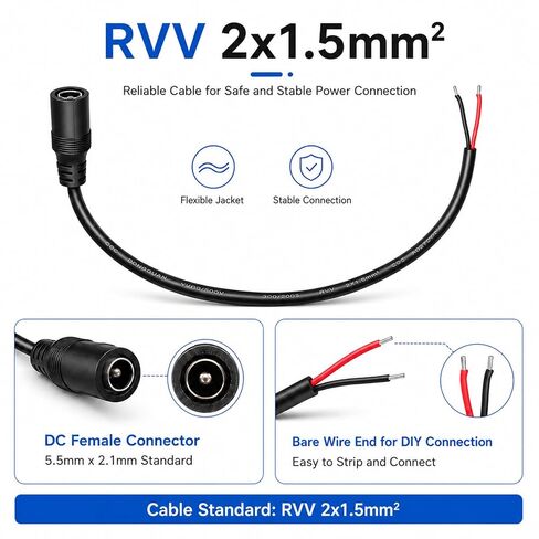 4Pcs 1FT Female Power Pigtails Cable 14AWG 15A 12V DC Power Pigtail Cable in Saudi Arabia