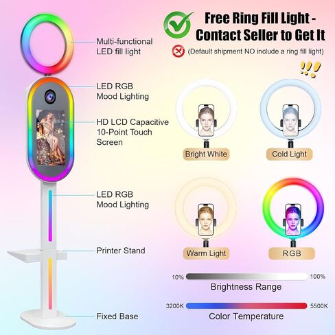 Magic Mirror Photo Booth,15.6" Touch Screen DSLR Photo Booth Machine, Built-in Mini PC, Remote App Control RGB Light for Weddings, Parties & Events (White) in Saudi Arabia