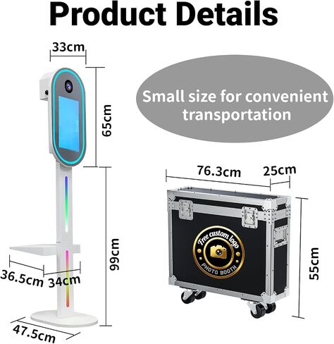 Magic Mirror Photo Booth,15.6" Touch Screen DSLR Photo Booth Machine, Built-in Mini PC, Remote App Control RGB Light for Weddings, Parties & Events (White) in Saudi Arabia
