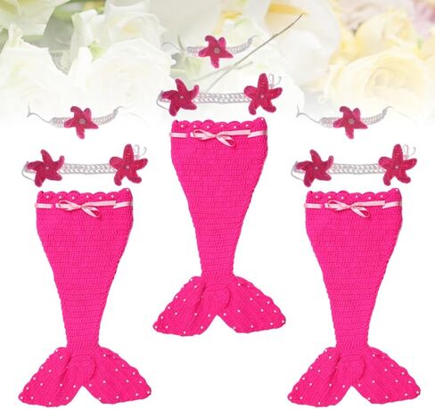 Mermaid Tail Suits for Newborn Photography Props, Woolen Yarn Material, Comfortable to Wear, Non-deformation, Classic Cute Style, Party Costume in Saudi Arabia