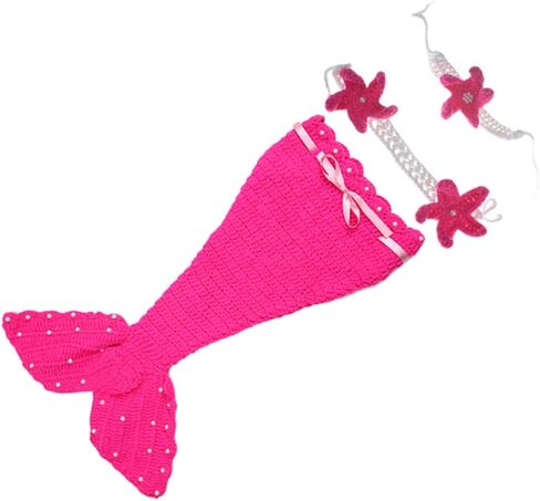 Mermaid Tail Suits for Newborn Photography Props, Woolen Yarn Material, Comfortable to Wear, Non-deformation, Classic Cute Style, Party Costume in Saudi Arabia