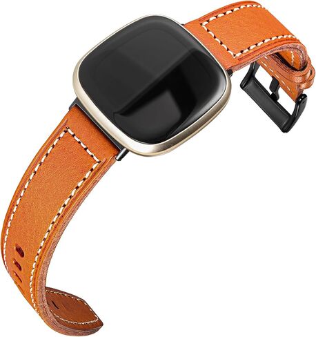 Genuine Leather Watch Band Compatible with Fitbit Versa 3 / Versa 4 / Sense/Sense 2, Tactical Strap with Stainless Steel Buckle for Men in Kuwait