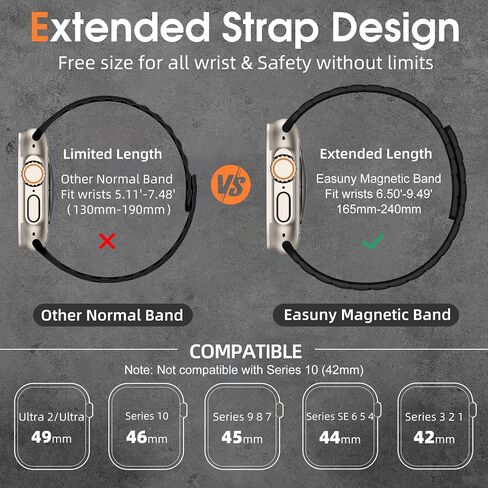 Easuny Sport Magnetic Band Compatible with Apple Watch Ultra 3/2/Ultra Band for Men 49mm 46mm 45mm 44mm 42mm, Silicone Waterproof Loop Strap for iWatch Series 11 10 SE 9 8 7 6 5 4 3 2 1 in Kuwait