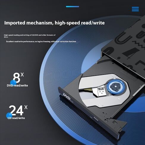 Slimly External Cds Drive DVDs Burners Writer Multifunction USB3.0 Type C Hubs for PC Laptop Data Backups Installation Portable DVDs Burners for Laptop in Kuwait