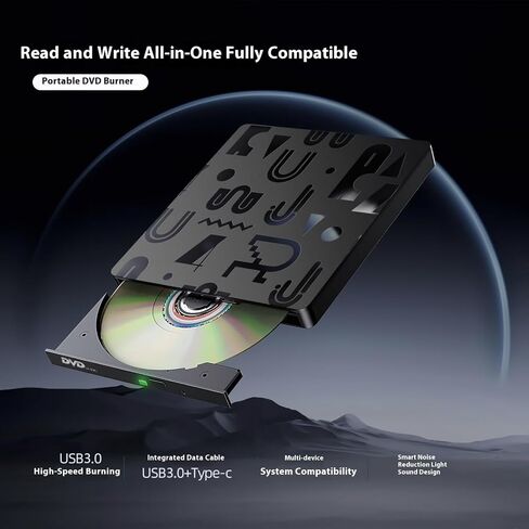 Slimly External Cds Drive DVDs Burners Writer Multifunction USB3.0 Type C Hubs for PC Laptop Data Backups Installation Portable DVDs Burners for Laptop in Kuwait