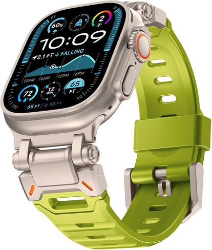 WINGLE FKM Rubber Band for Apple Watch Ultra 4/3/2/1 Band 49mm 46mm 45mm 44mm 42mm Series 12 11 10 9 8 7 6 5 4 SE 3 2 1 Men, Military Rugged Silicone Apple iWatch Sport Bands with Metal Connector in Saudi Arabia