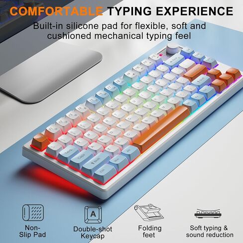 BlueFinger 75% Wireless Gaming Keyboard and Mouse with Smart Display, Rechargeable Light Up Wireless Keyboard with Knob Control, RGB Backlit Gaming Mouse for Mac Laptop Computer PC Gamer in Saudi Arabia