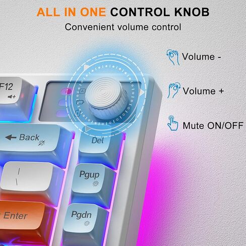 BlueFinger 75% Wireless Gaming Keyboard and Mouse with Smart Display, Rechargeable Light Up Wireless Keyboard with Knob Control, RGB Backlit Gaming Mouse for Mac Laptop Computer PC Gamer in Saudi Arabia