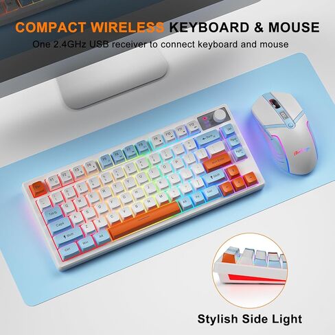 BlueFinger 75% Wireless Gaming Keyboard and Mouse with Smart Display, Rechargeable Light Up Wireless Keyboard with Knob Control, RGB Backlit Gaming Mouse for Mac Laptop Computer PC Gamer in Saudi Arabia