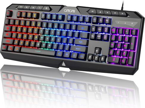 Light Up Gaming Keyboard Wired for PC PS5 Computer, USB Plug & Play, Quiet in Saudi Arabia