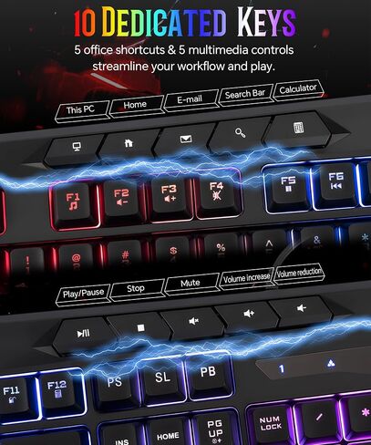 Light Up Gaming Keyboard Wired for PC PS5 Computer, USB Plug & Play, Quiet in Saudi Arabia