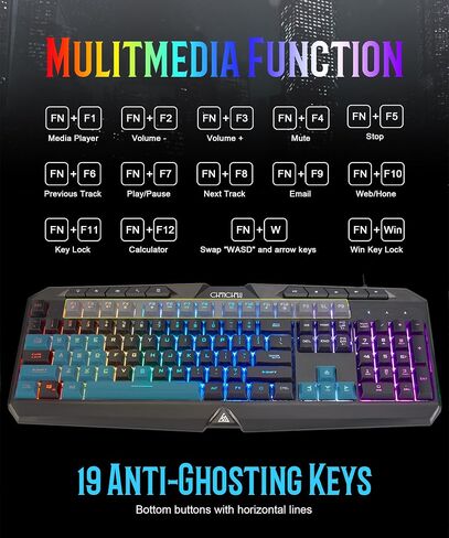Light Up Gaming Keyboard Wired for PC PS5 Computer, USB Plug & Play, Quiet in Saudi Arabia