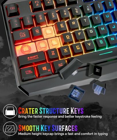 Light Up Gaming Keyboard Wired for PC PS5 Computer, USB Plug & Play, Quiet in Saudi Arabia