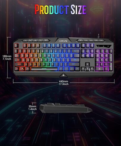 Light Up Gaming Keyboard Wired for PC PS5 Computer, USB Plug & Play, Quiet in Saudi Arabia