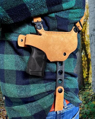 Premium Suede Leather Shoulder Holster with Single Magazine Carrier Fits Walther P22 3.42’’BBL, Right Hand Draw, Natural Color #1088# in Saudi Arabia