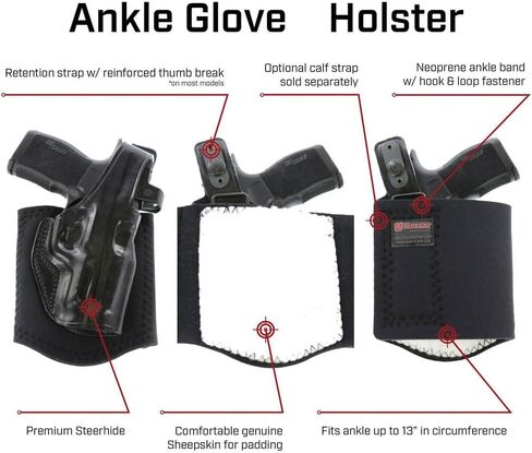 Galco Ankle Glove Leather Holster - Right Hand, SIG Sauer 365XL, with or w/o Red Dot, Plain, AG870RB in Saudi Arabia