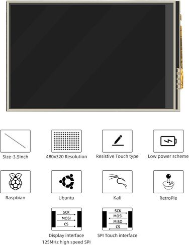 CUQI 3.5 Inch Touchscreen for Raspberry Pi 5, 480 x 320 Pixel 60 FPS Mini Monitor with Stylus and Mini Fan for Raspberry Pi 3/4/5 in Saudi Arabia