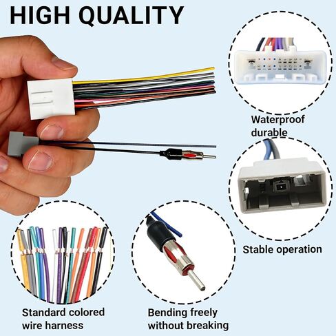 Radio Wiring Harness Kit with Antenna Adapter & Steering Wheel Control Wire, Install Aftermarket Stereo Wire Cable Connector Adaptor Compatible with 2008-2013 Infiniti/Subaru in Saudi Arabia
