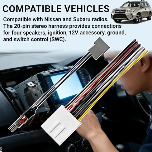 Radio Wiring Harness Kit with Antenna Adapter & Steering Wheel Control Wire, Install Aftermarket Stereo Wire Cable Connector Adaptor Compatible with 2008-2013 Infiniti/Subaru in Saudi Arabia