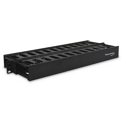 Wavenet – 1U Double-Sided Slotted Finger Duct Horizontal Cable Manager with Covers for Standard 19" 2-Post and 4-Post Server Racks – Black in Kuwait