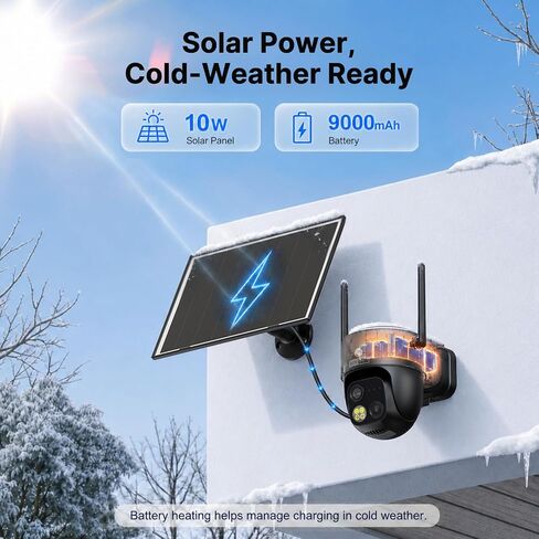 MUBVIEW 24/7 Dual-Lens Solar Security Camera, 4K Pan Tilt Wireless Outdoor in Saudi Arabia