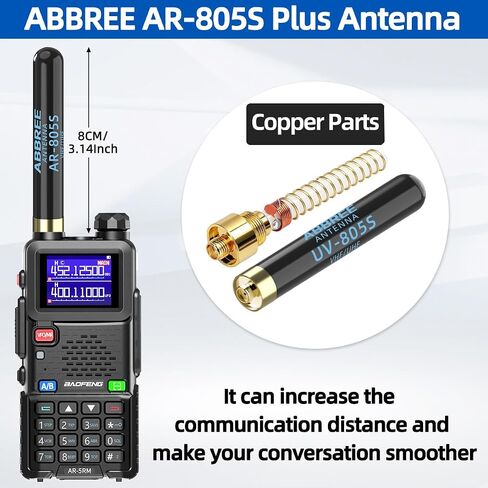 ABBREE Dual Band Ham Radio Antenna VHF/UHF 144/430Mhz 3.14 inch SMA- Female AR-805S Plus Long Range Stubby Short Antenna for Baofeng UV-5R Mini 5RM BF-F8HP PRO,K5 Plus,DM32,UV32 Accessories,2Pack in Saudi Arabia