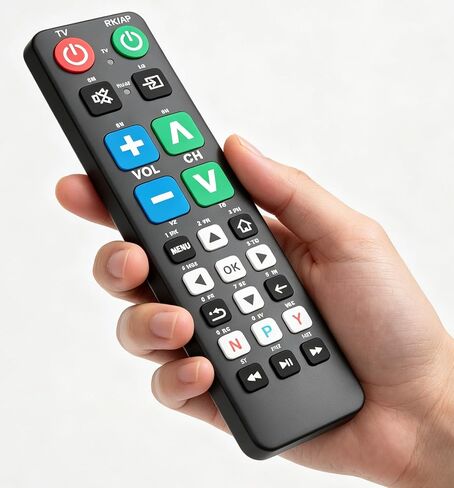 Big Button TV Remote for Seniors, Dementia - Easy Setup | Large Color-Coded Buttons, Works with Traditional TV & Cable Box in Saudi Arabia