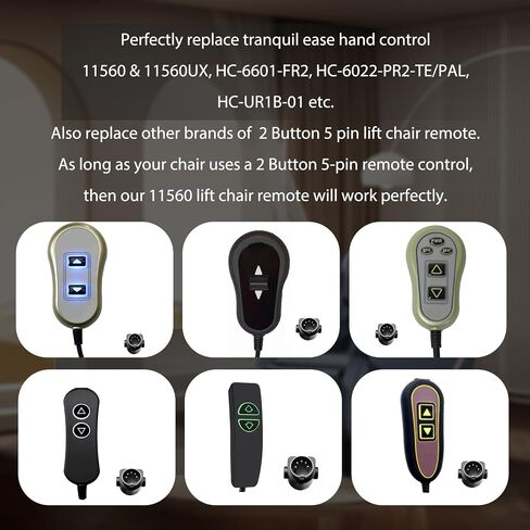 11560 & 11560UX 2 Button 5 Pin Lift Chair Remote for inseat tranquil ease in Saudi Arabia