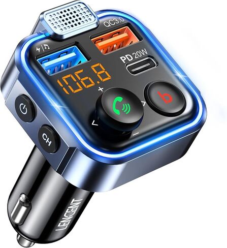 LENCENT FM Transmitter in-Car Adapter, Wireless Bluetooth 5.3 Radio Car Kit in Saudi Arabia