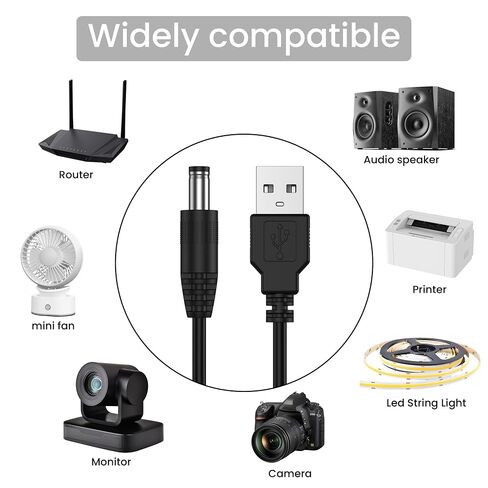 Vancle USB to DC 5V Power Cord, 2 Pack USB-A Male to DC 5.5mm x 2.1mm Male Power Plug Barrel Connector DC 5V Power Cable in Kuwait