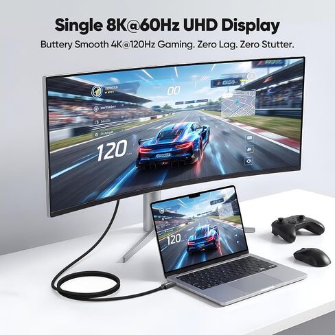 USB C Monitor Cable 6Ft,8K@60Hz/4K@120Hz Video Display/20Gbps Data Transfer in Saudi Arabia