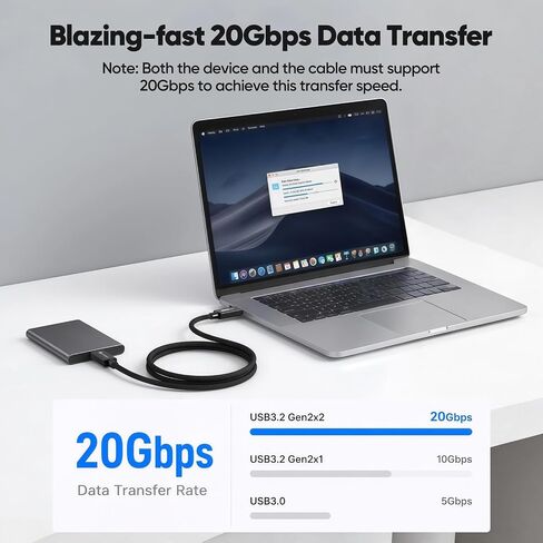 USB C Monitor Cable 6Ft,8K@60Hz/4K@120Hz Video Display/20Gbps Data Transfer in Saudi Arabia