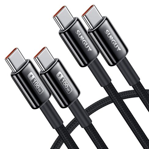 SUNGUY 100W USB C Cable 3.3FT 2Pack, 5A USB C Cable with E-Marker Chip in Saudi Arabia