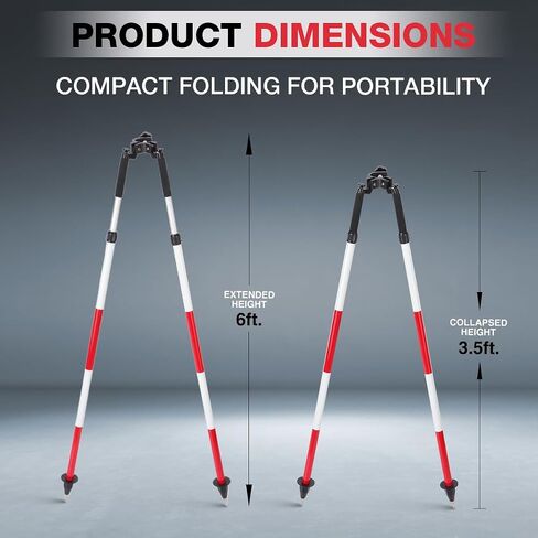 MOETER Aluminum Surveying Bipod with Thumb Release – Red & White Surveyor Bipod for Prism Poles, GPS Poles – Adjustable Legs, Fits 1"-1.5" Survey Rods in Saudi Arabia