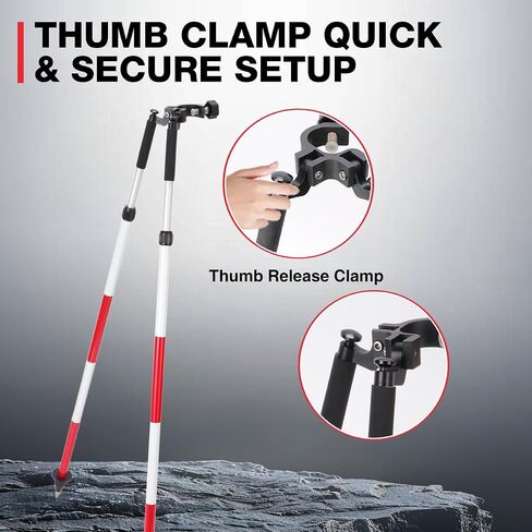 MOETER Aluminum Surveying Bipod with Thumb Release – Red & White Surveyor Bipod for Prism Poles, GPS Poles – Adjustable Legs, Fits 1"-1.5" Survey Rods in Saudi Arabia