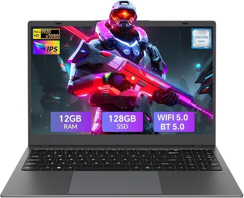 Laptop, 15.6 Inch Laptop Computer, 6500Y Processor, 12GB RAM 128GB SSD, Webcam Privacy Shutter, FHD IPS Display, Dual Type-C, HDMI, Portable Laptop for Business and Study in Kuwait
