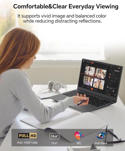 Laptop, 15.6 Inch Laptop Computer, 6500Y Processor, 12GB RAM 128GB SSD, Webcam Privacy Shutter, FHD IPS Display, Dual Type-C, HDMI, Portable Laptop for Business and Study in Kuwait