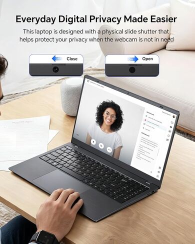 Laptop, 15.6 Inch Laptop Computer, 6500Y Processor, 12GB RAM 128GB SSD, Webcam Privacy Shutter, FHD IPS Display, Dual Type-C, HDMI, Portable Laptop for Business and Study in Kuwait