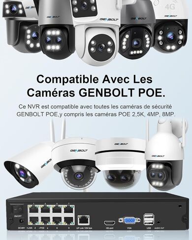 GENBOLT 4K PoE NVR, 10 Channel Network Video Recorder in Saudi Arabia