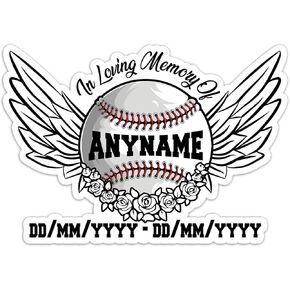 in Loving Memory of Baseball Player Time and Name Sticker Personalized Memorial Sport Decal Waterproof Vinyl Decal for Water Bottles Tumblers Laptops Hard Hat Cars Kindle for Women Men Teachers in Saudi Arabia