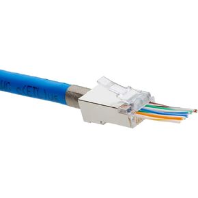 trueCABLE Cat5e RJ45 Pass Through Modular Plugs, Shielded (STP) Internal Ground Connector, UL Listed, EZ Crimp, Gold Plated 3 Prong 8P8C, 100 Pieces in Kuwait