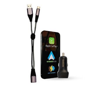 12V Fast Dual-Port Cigarette Lighter USB Car Charger Kit, USB-C & A, Black in Saudi Arabia