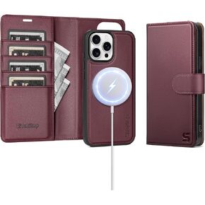 Shieldtop Compatible with Magsafe Magnetic 2 in 1 Detachable iPhone 12 Pro Max Wallet Case with Card Holder Credit Slots Men Women,PU Leather RFID Blocking Flip Kickstand for Apple 12 ProMax,Wine Red in Saudi Arabia