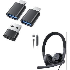EMEET Product Image HS50 Wired Headset with Mic USB C Adapter Kit 3-Pack in Saudi Arabia