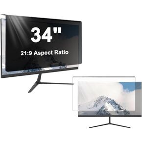 Hanging Privacy Screen for 34 Inch Monitor, Easy On/Off Acrylic Privacy Filter, No-Bubble Blue Light Blocking Desktop Shield, Removable Anti-Scratch Monitor Protector for Eye Strain Relief in Saudi Arabia